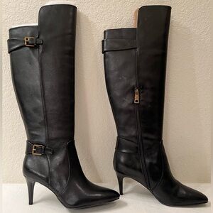 NEW Ralph Lauren Leather Boots 8 B Black Genuine Calf Leather OTK In Front
